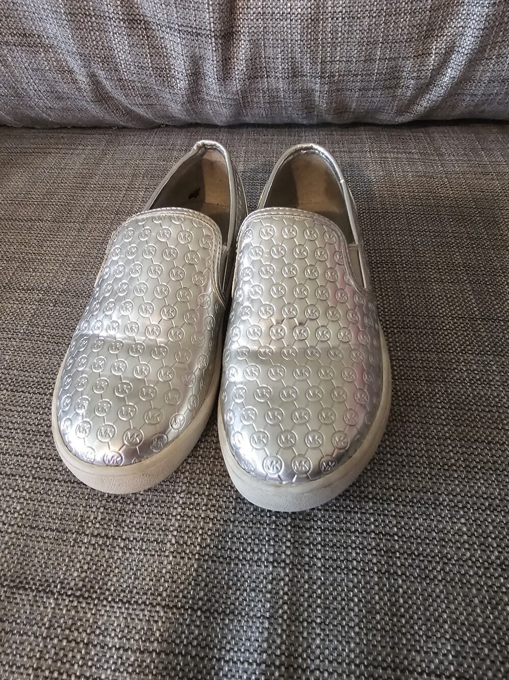 Michael Kors Toddler Silver Embossed Logo Slip-On Sneakers